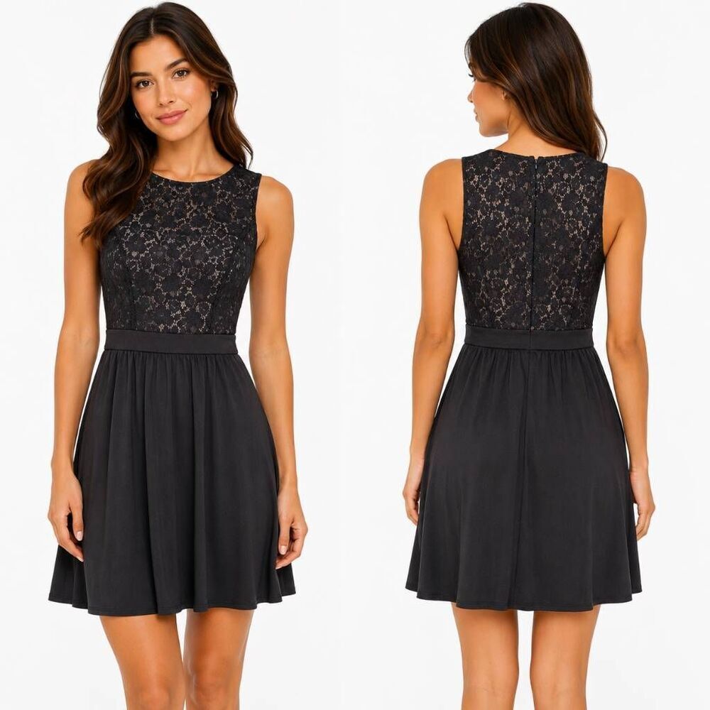 Studio Y Gray Lace Fit & Flare Dress Size 5